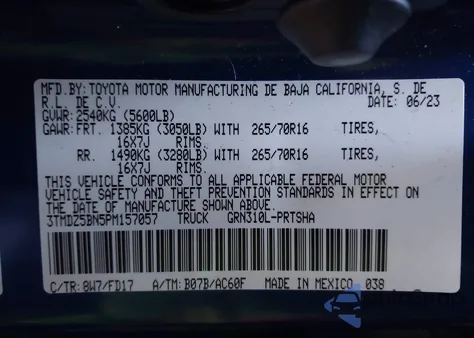 2023 Toyota Tacoma Double Cab z USA, uszkodzony, nr VIN 3TMDZ5BN5PM157057